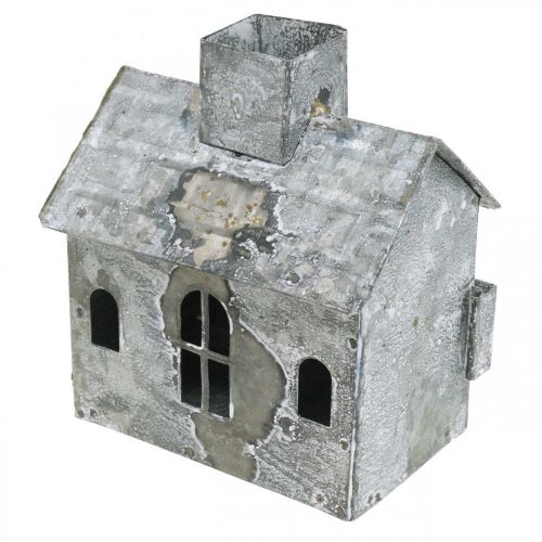 Prodotto Lanterna casa in metallo shabby chic bianco lavato, ruggine H11cm