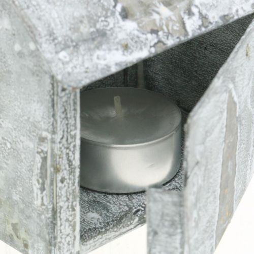 Prodotto Lanterna casa in metallo shabby chic bianco lavato, ruggine H11cm