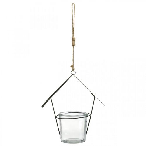 Prodotto Lanterna, portacandele da appendere, decorazione in metallo, vetro H21,5cm 2pz