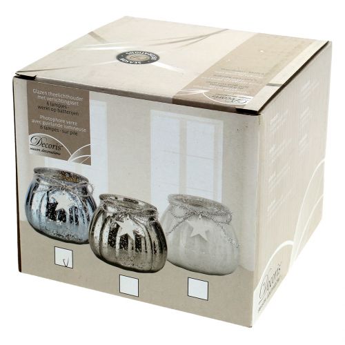 Floristik24 Lanterna azzurra con luce LED Ø11cm H10cm