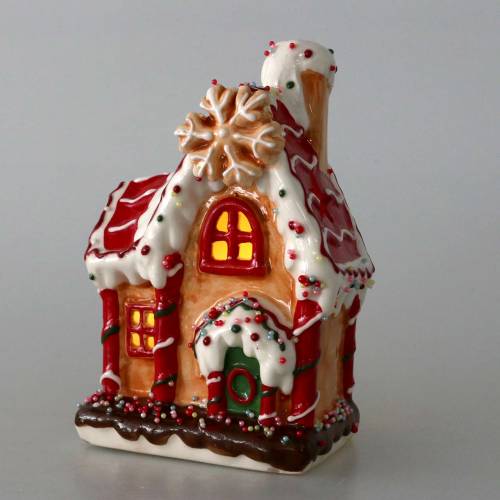 Floristik24 Lanterna Knusperhaus Bisquit, bianca H16cm