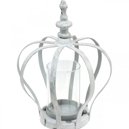 Floristik24 Corona di luce del vento, decoro in metallo in stile vintage, bianco shabby chic Ø14cm H19cm