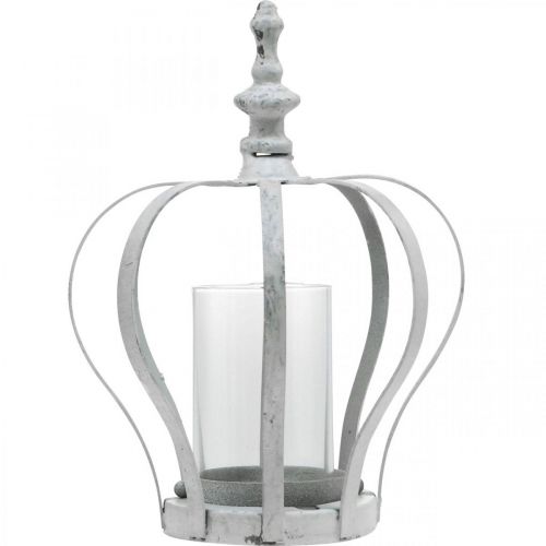 Floristik24 Corona di luce del vento, decoro in metallo in stile vintage, bianco shabby chic Ø14cm H19cm