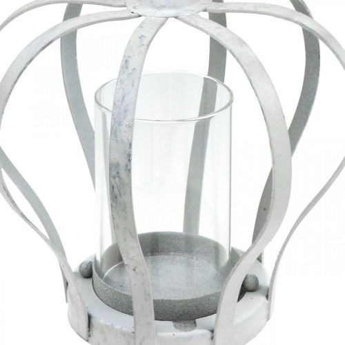 Floristik24 Corona di luce del vento, decoro in metallo in stile vintage, bianco shabby chic Ø14cm H19cm