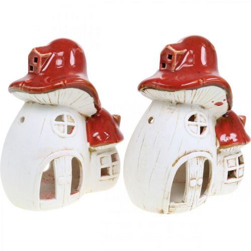 Prodotto Lanterna, casa dei funghi, portacandela, decorazione autunnale, ceramica H15cm 2 pezzi