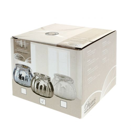 Floristik24 Lanterna argento con luce LED Ø11cm H10cm