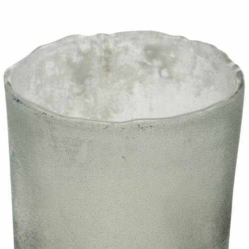 Floristik24 Lanterna in vetro grigio satinato Ø8,5cm H9,5cm