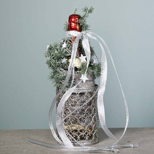 Floristik24 Lanterna argento antico Ø10,5 cm H14,5 cm 1 pz