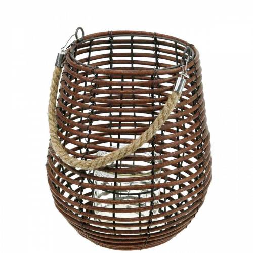 Floristik24 Lanterna decorativa, decorazione candela con manico, lanterna in cestino Ø23cm H27cm