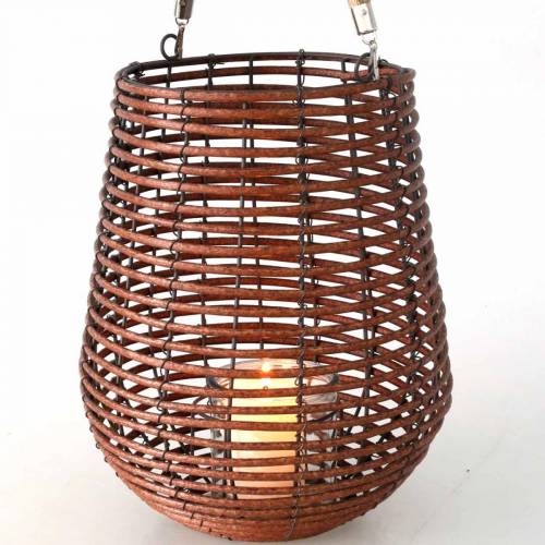 Prodotto Candela in cesto, lanterna con manico, decoro candela, lanterna cesto Ø24cm H34cm