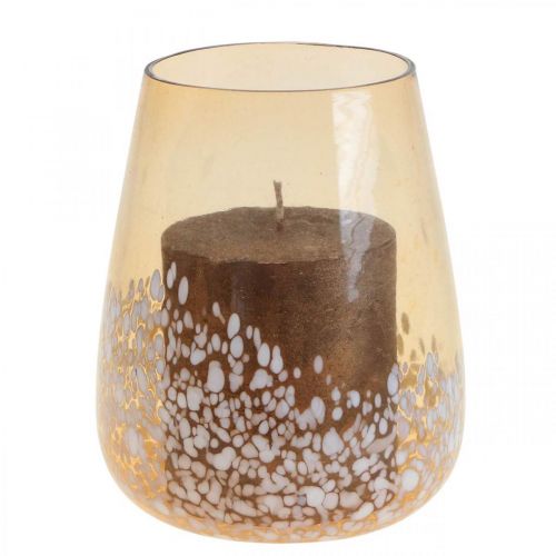 Prodotto Lanterna in vetro porta tea light vetro decoro marrone bianco Ø10cm