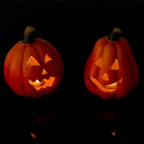 Floristik24 Lanterna zucca con LED arancione 10cm 4 pezzi