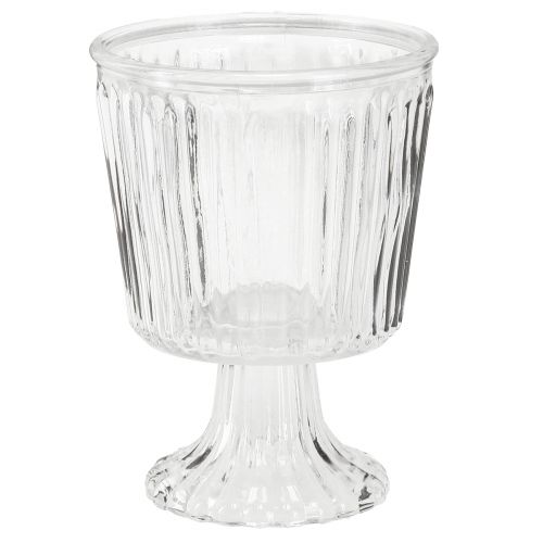 Coppa lanterna in vetro decorazione in vetro scanalato Ø11,5cm H15cm