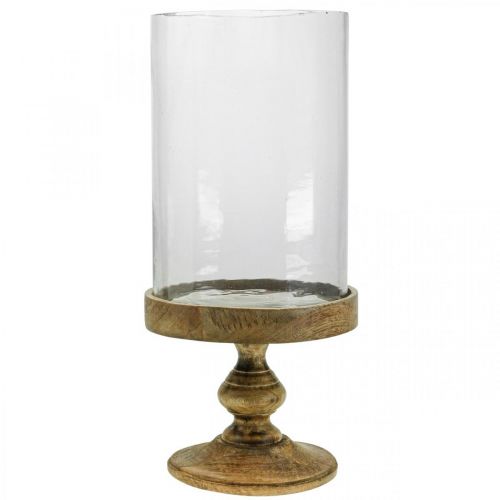 Floristik24 Lanterna in vetro su base in legno vetro decorativo aspetto antico Ø22cm H45cm