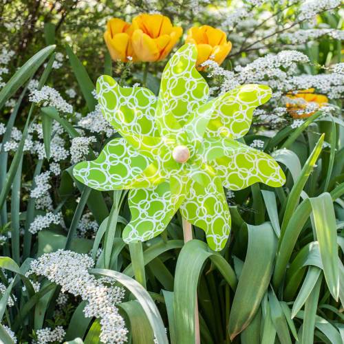Floristik24 Mulino a vento verde con motivo Ø42cm L110cm
