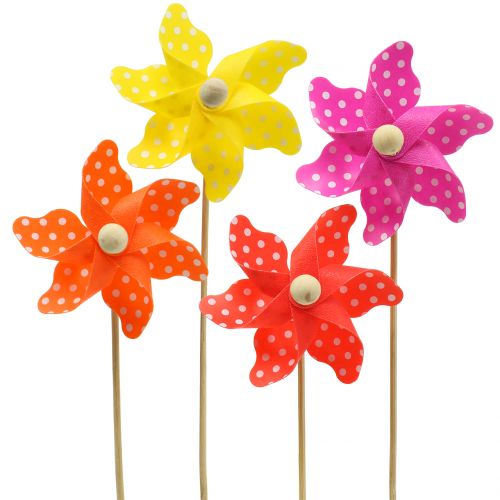 Mulino a vento mini colori assortiti con pois Ø8cm 12pz