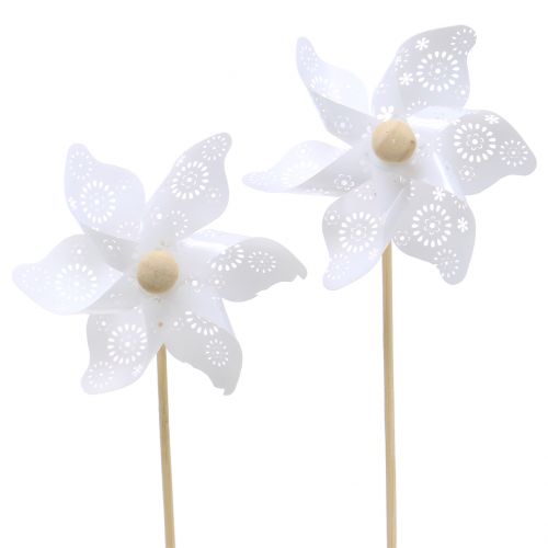 Floristik24 Mulino a vento Mini bianco Ø9cm 12 pezzi