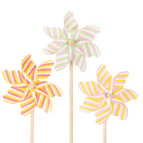 Floristik24 Paletto da giardino a forma di mulino a vento, decorazione attraente per patio, giardino e balcone, 47 cm, 3 pezzi