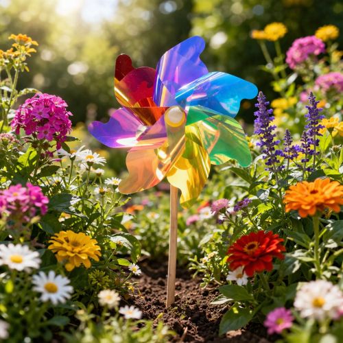 Prodotto Mulino a vento da balcone, colorato elemento di attrazione, decorazione estiva da giardino, 75 cm