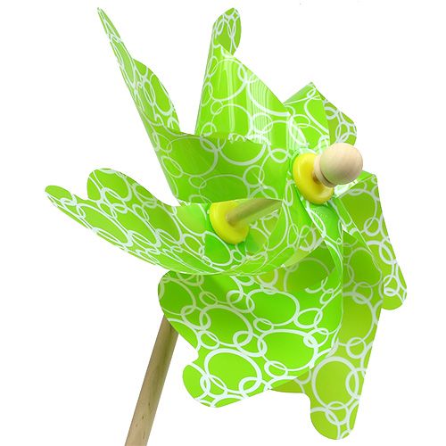 Floristik24 Mulino a vento verde con motivo Ø42cm L110cm