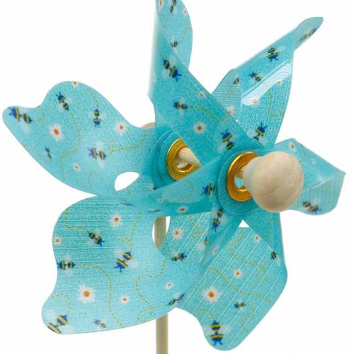 Floristik24 Mulino a vento girandola api turchese Ø8,5 cm decorazione estiva giardino 12 pezzi