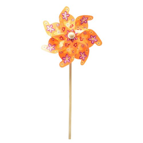 Floristik24 Mulino a vento su bastone girandola arancione giallo rosa Ø30,5 cm 74 cm