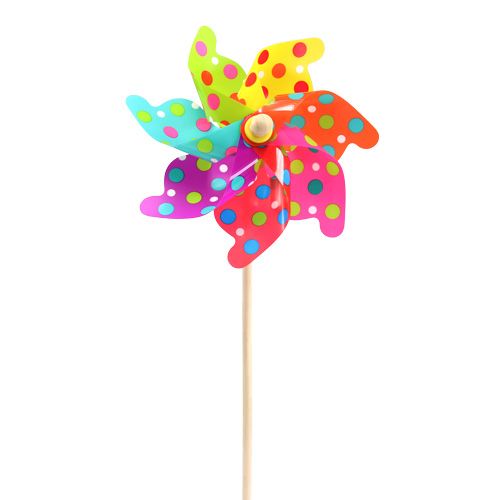 Floristik24 Mulino a vento colorato con puntini Ø22cm L55cm