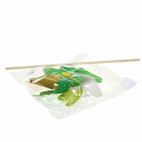 Floristik24 Elegante mulino a vento sull'asta verde oro bianco Ø30cm