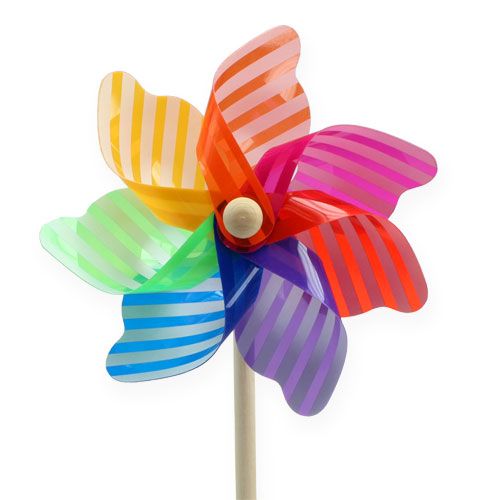 Floristik24 Spina da giardino Mulino a vento a strisce Ø17cm 4 pezzi