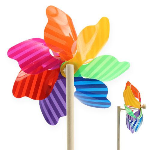 Floristik24 Spina da giardino Mulino a vento a strisce Ø17cm 4 pezzi