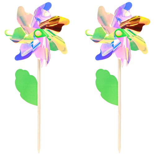 Prodotto Girandola Fiore con Foglia Mulino a Vento Colori Iridescenti Ø24cm 2pz