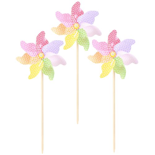 Prodotto Decorazione mulino a vento Mulino a vento Naturale Colorato Ø21.5cm H55cm 3pz