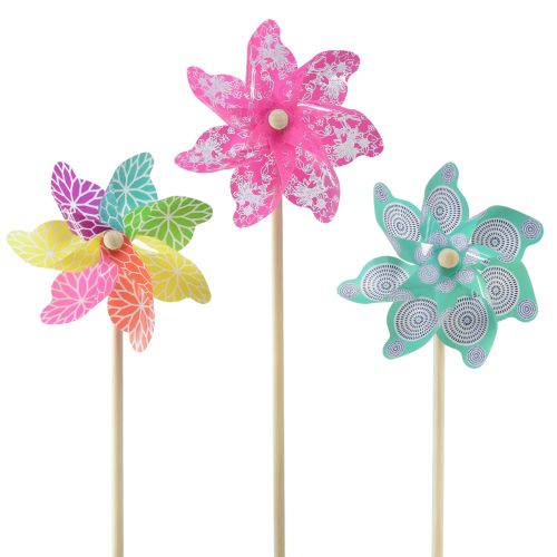 Prodotto Girandola rosa turchese decorazione estiva colorata Ø15cm H48cm 3 pezzi