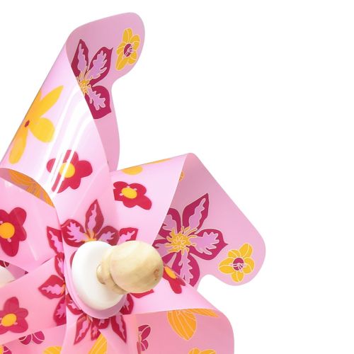 Floristik24 Girandola su bastone decorazione mulino a vento rosa giallo Ø30,5 cm 74 cm