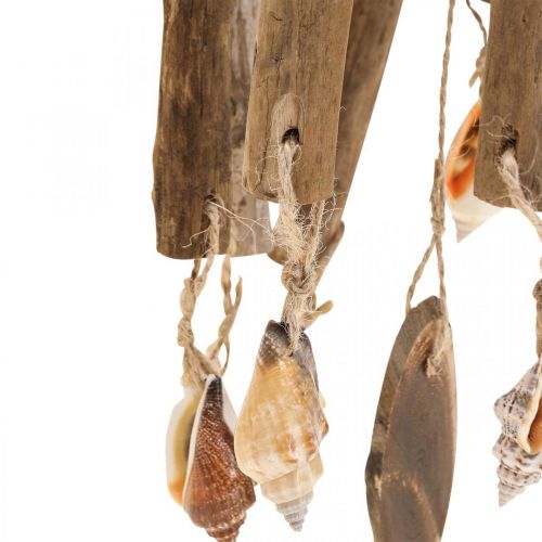 Floristik24 Campanella a vento in legno, conchiglie decorazione marittima natura Ø14cm H40cm