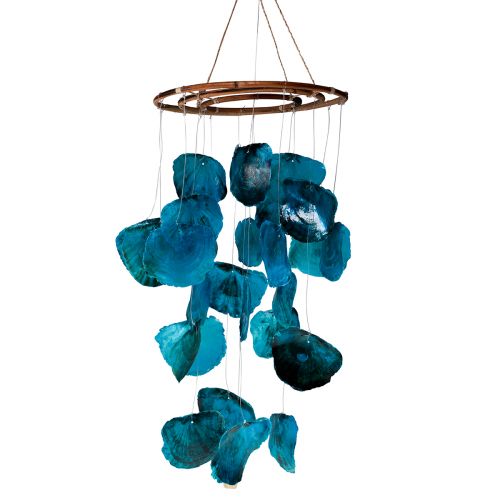 Floristik24 Carillon a vento marittimo decorazione da appendere Conchiglie Capiz blu 90 cm