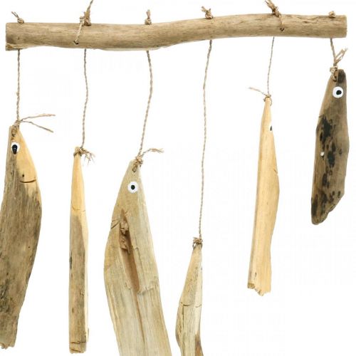 Floristik24 Decorazione di pesci marittimi, campanelli eolici in legno, decorazione in legno L50cm W30cm