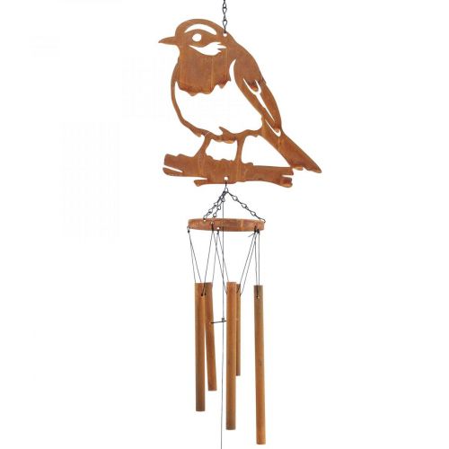 Floristik24 Campanella a vento in metallo patina per uccelli da giardino 22,5x82 cm
