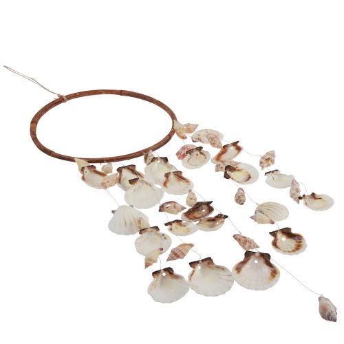 Prodotto Scacciapensieri con anello decorativo con conchiglie in legno naturale Ø20cm H66cm