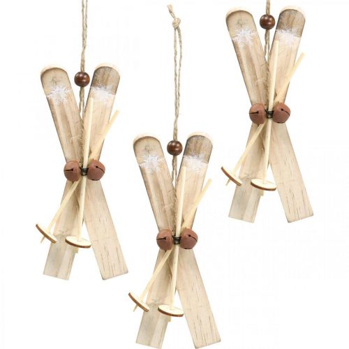 Floristik24 Sci deco invernale Coppia di sci decorazione albero di Natale in legno H17cm 4 pezzi