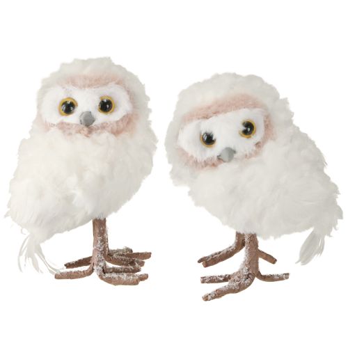 Decorazione invernale figure decorative gufo in piedi bianco 15cm 2 pezzi