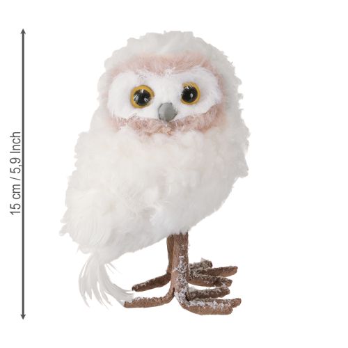 Prodotto Decorazione invernale figure decorative gufo in piedi bianco 15cm 2 pezzi