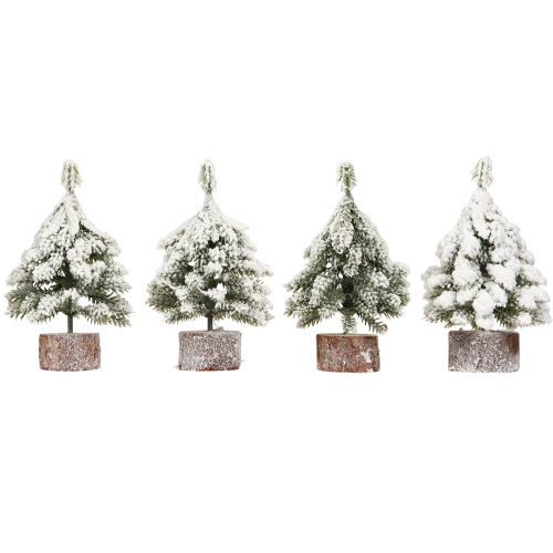 Floristik24 Decorazione invernale Albero di Natale in verde bianco Ø7cm H14cm 4 pezzi