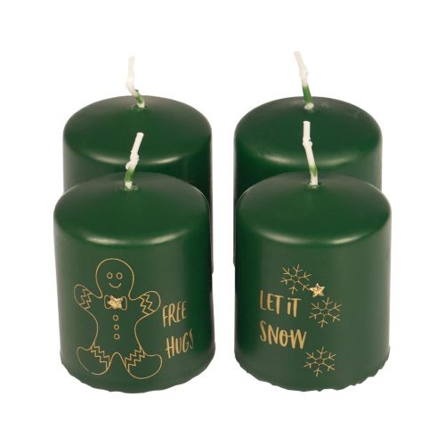 Floristik24 Candele natalizie candele Natale verde Ø5cm H6cm 4 pz
