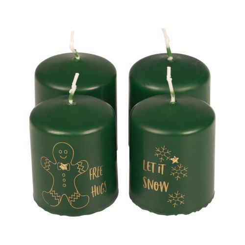 Floristik24 Candele natalizie candele Natale verde Ø5cm H6cm 4 pezzi