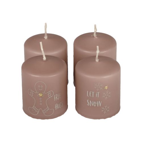 Floristik24 Candele di Natale candele Natale rosa Ø5cm H6cm 4 pezzi