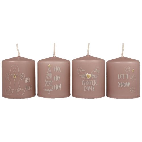 Prodotto Candele di Natale candele Natale rosa Ø5cm H6cm 4 pezzi