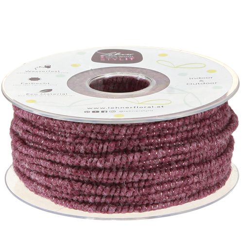 Filo di lana con cordoncino in feltro mica viola Ø5mm 33m