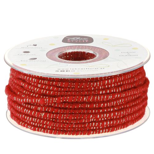 Floristik24 Filo di lana con cordoncino in feltro rosso mica Ø5mm 33m