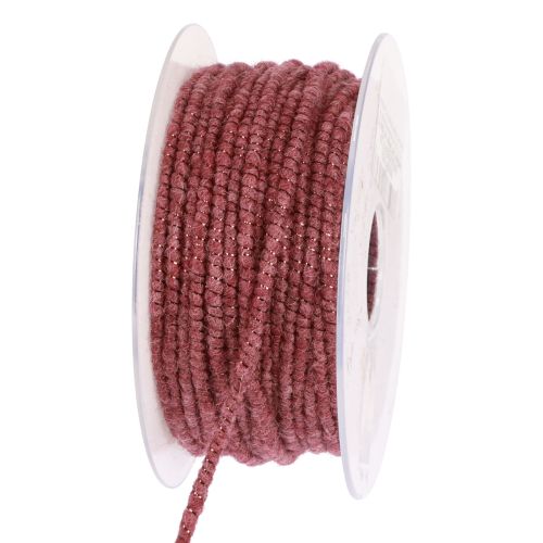 Filo di lana con cordoncino in feltro mica viola Ø5mm 33m